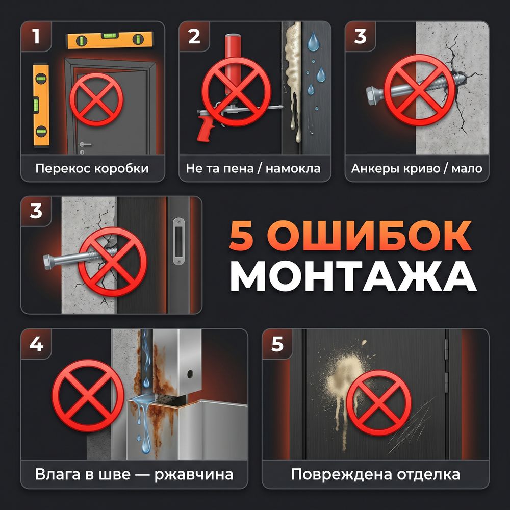 5 ошибок при монтаже двери (рисунок)
