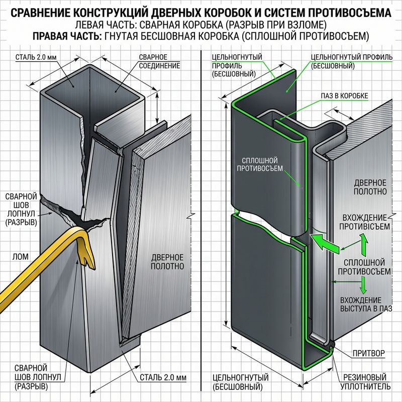 План дверной коробки в разрезе (рисунок)