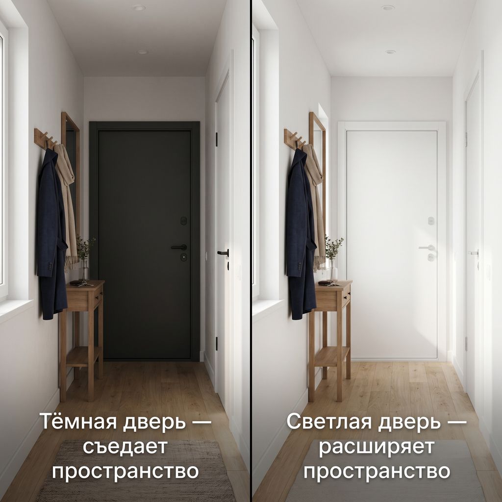 Одна и та же прихожая, но с разными дверями (коллаж)