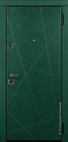 Дверь  Клео цвет зеленый турмалин/белый 880х2060 мм вид снаружи